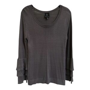 BOBEAU, WOMENS, GRAY, LIGHTWEIGHT SWEATER. LONG SLEEVE PULLOVER. SIZE S
